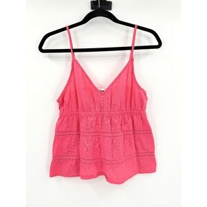 Womens Baby Doll Tank Top Hot Pink Medium